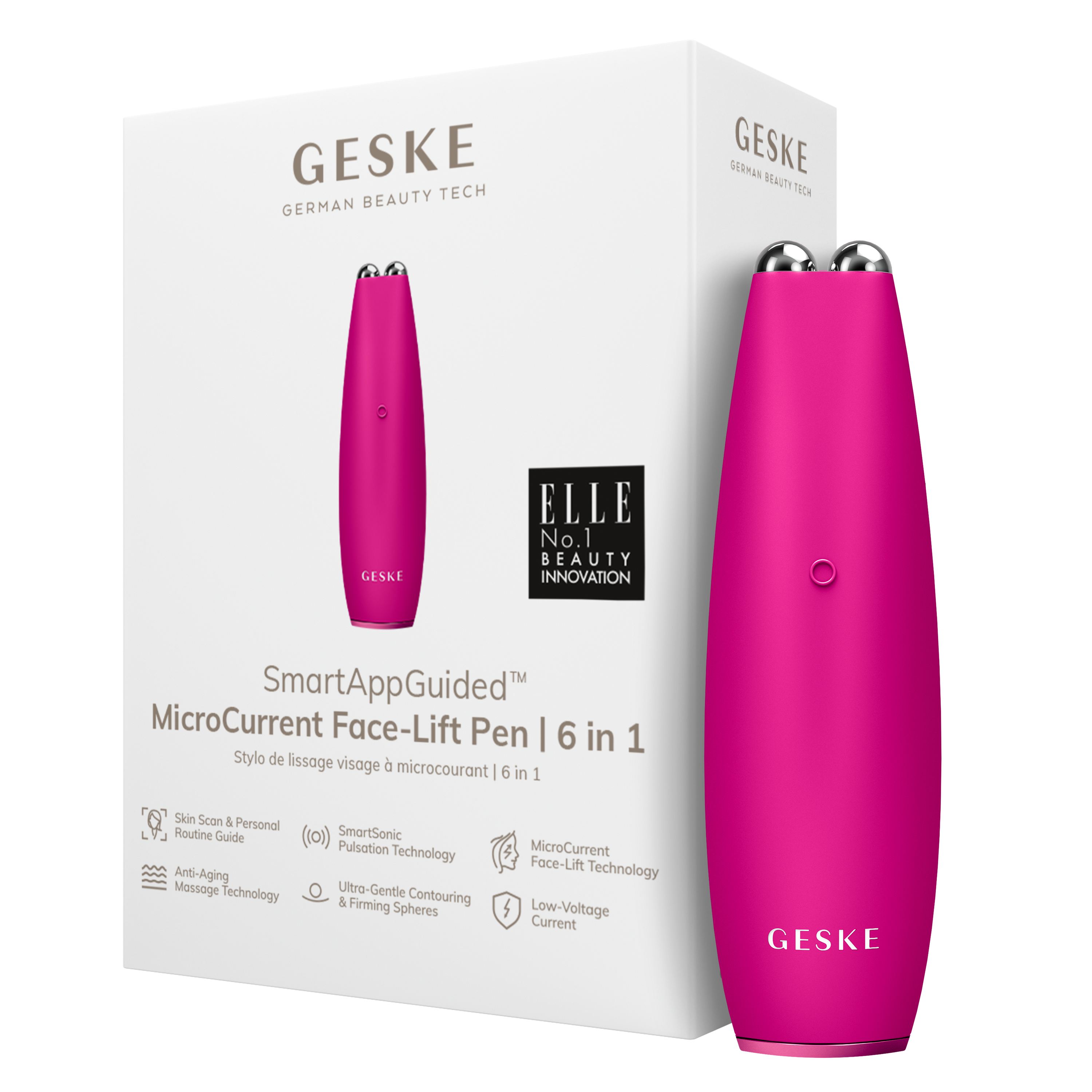 Geske Microcurrent Face Lift Pen 6 In 1 Magenta