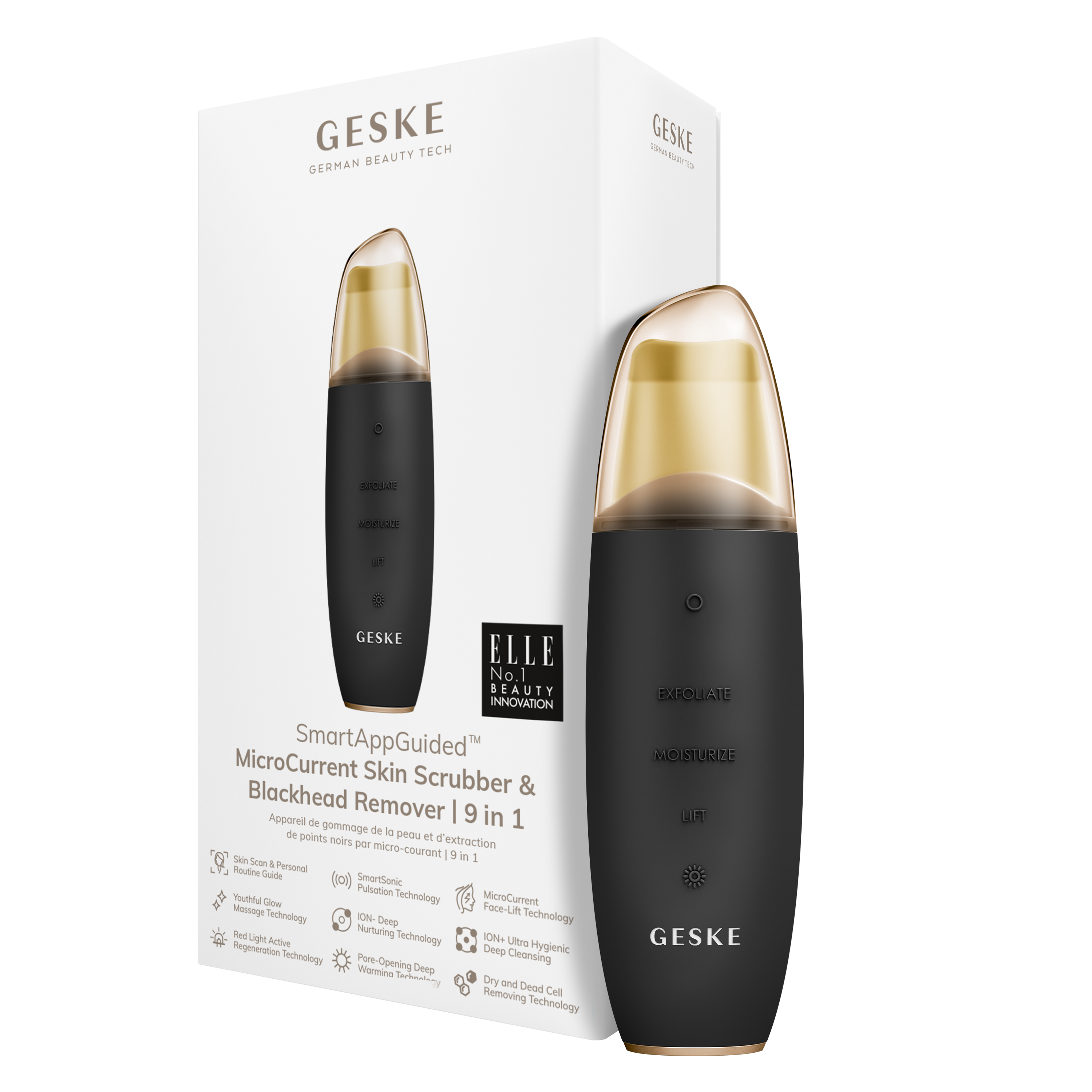 GESKE Microcurrent Skin Scrub Black Head Remover 9in1 Gray