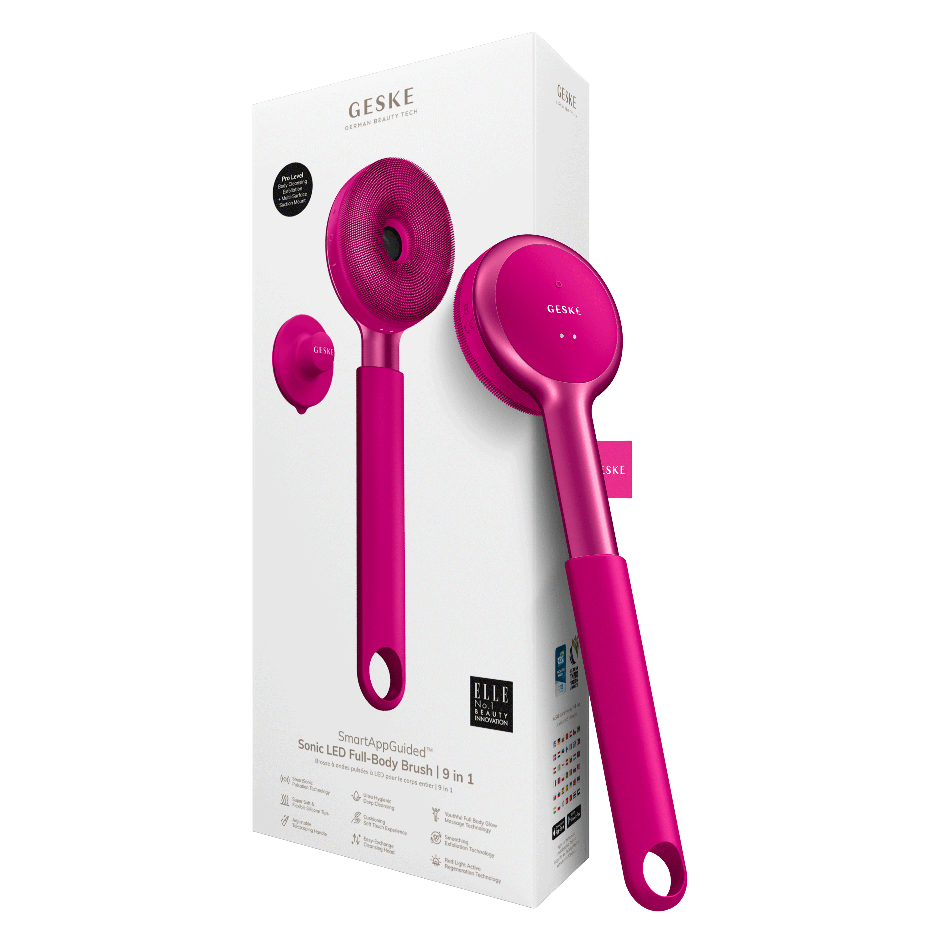 GESKE Sonic Led Full Body Brush 9 In 1 Magenta