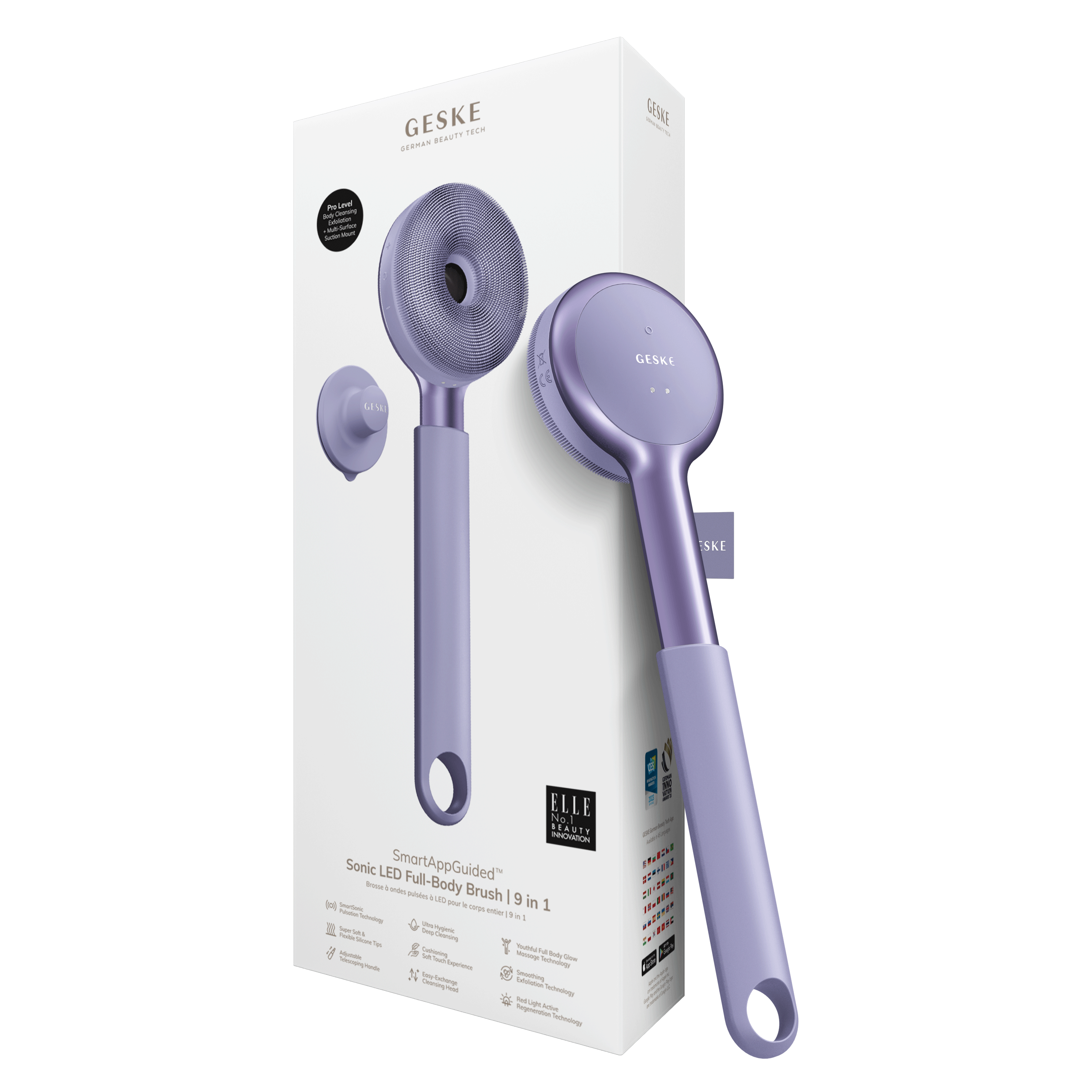 Geske Sonic Led Full-Body Brush - 9 In 1 Purple