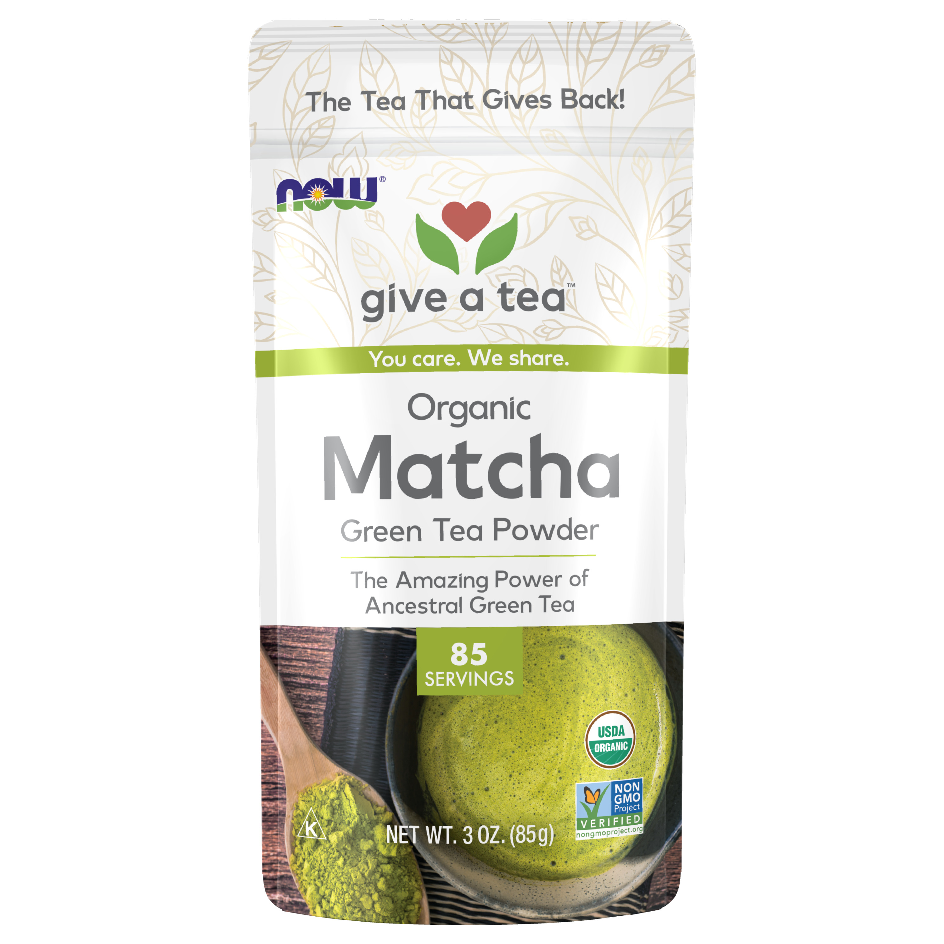 NOW Foods, Certified Organic Matcha Green Tea Powder, Non-GMO Project Verified, 3-Ounce (85 G)