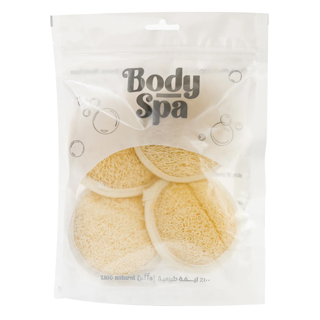 Body Spa Natural Egyptian Loofah Small Travel Loofah - 4 Pcs