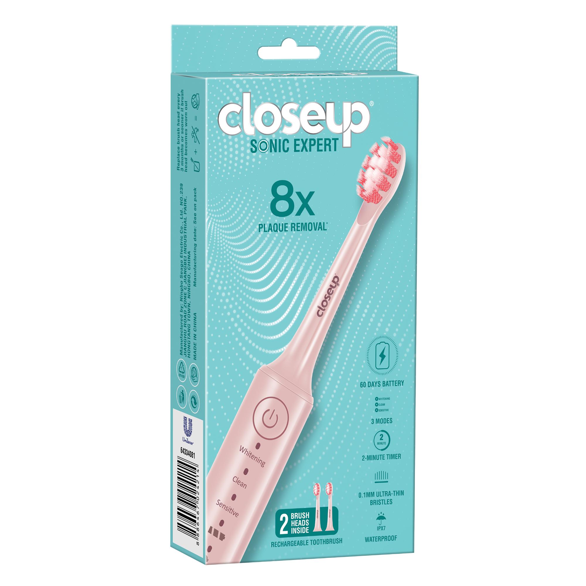 Closeup Sonic Expert Pink Rechargeable Toothbrush,1pack