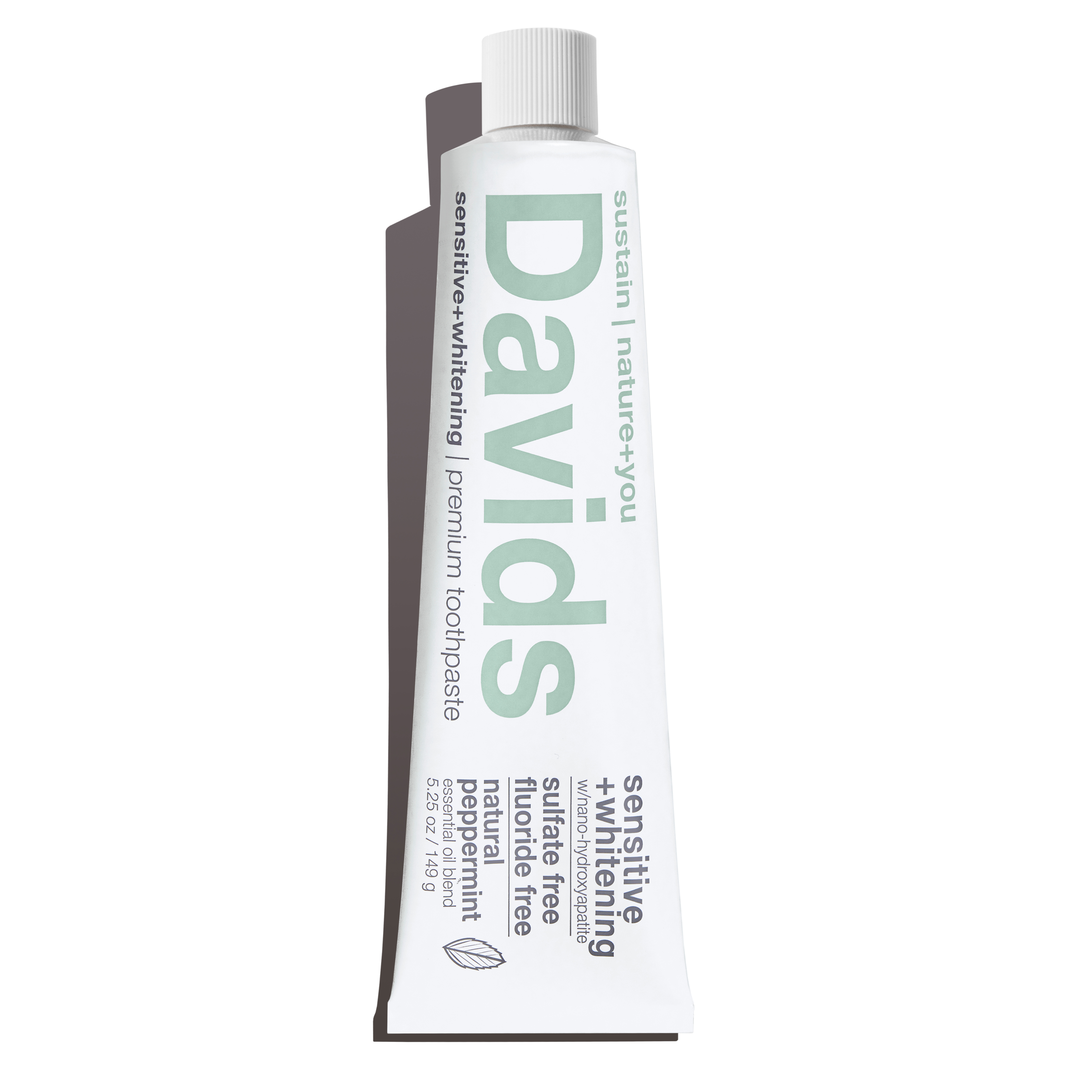 Davids Sensitive + Whitening w/nano-hydroxyapatite Toothpaste, Peppermint,113 g