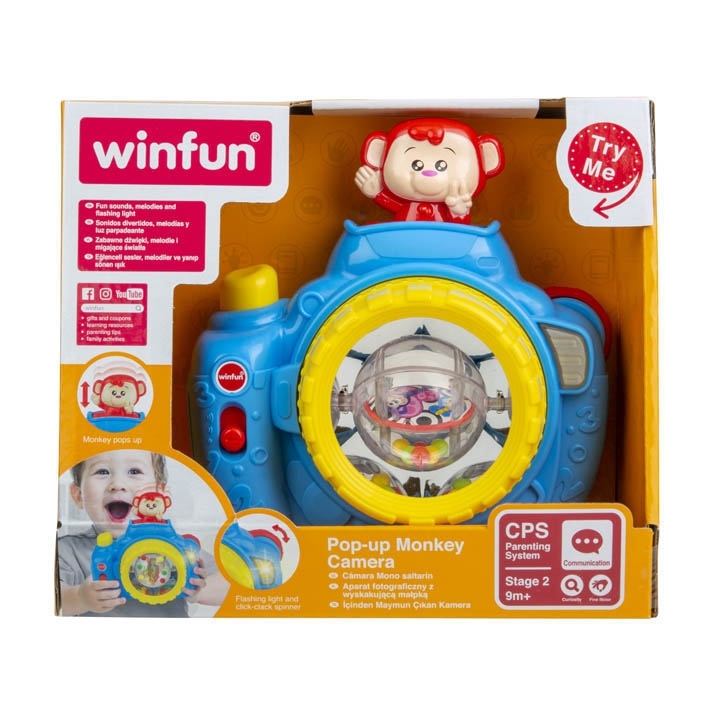 Pop-Up Monkey Camera – Light-Up Musical Pretend Play Toy Camera for Babies & Toddlers