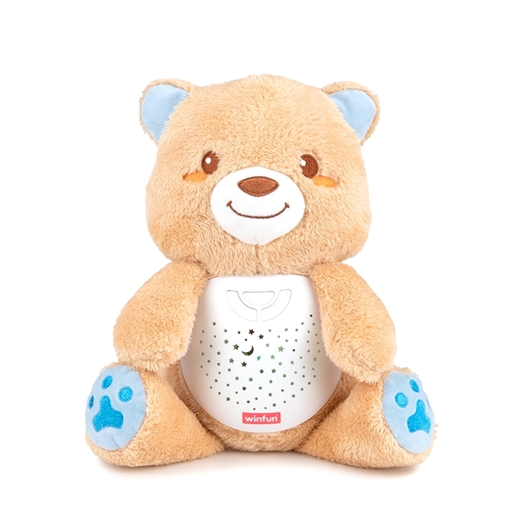 2-in-1 Starry Lights Bear – Soft Plush Nightlight & Star Projector with Lullaby Sounds for Babies