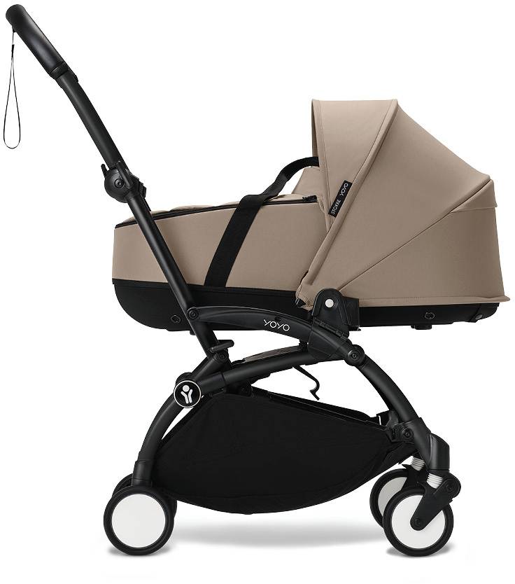 Stokke Yoyo3 Black Frame Newborn Shell Stroller - Taupe Bundle