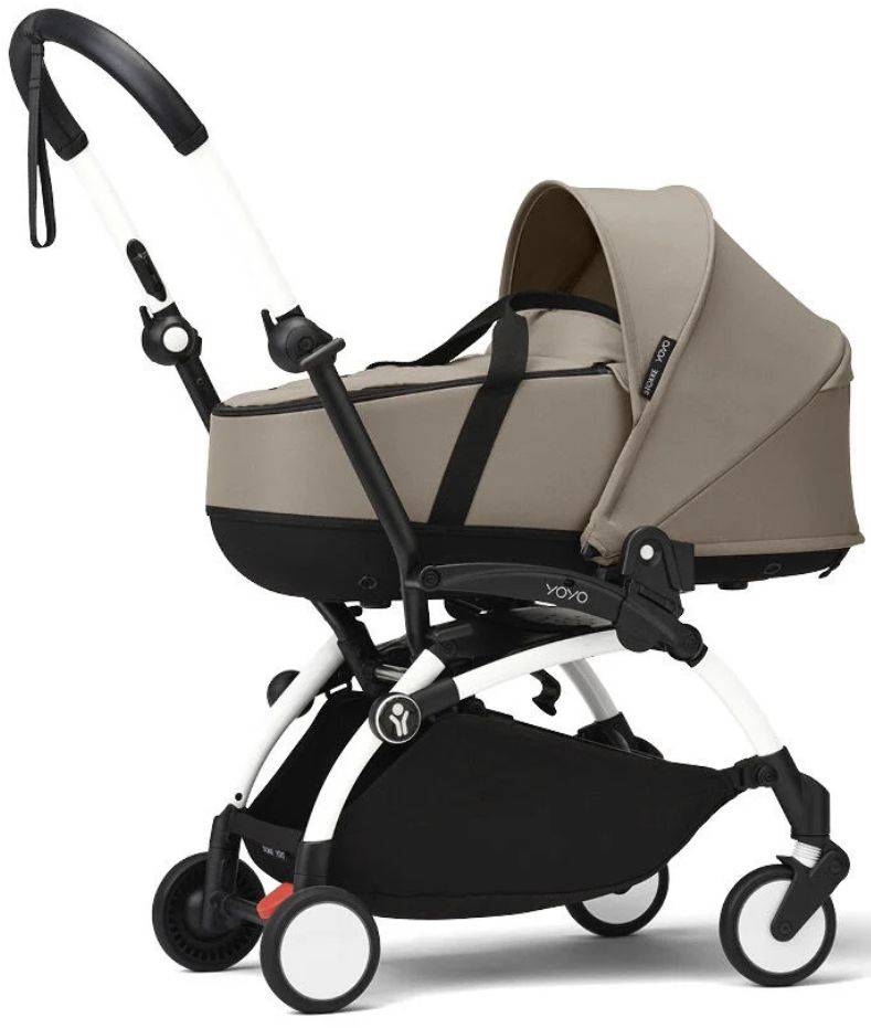 Stokke Yoyo3 White Frame Newborn Shell Stroller - Taupe
