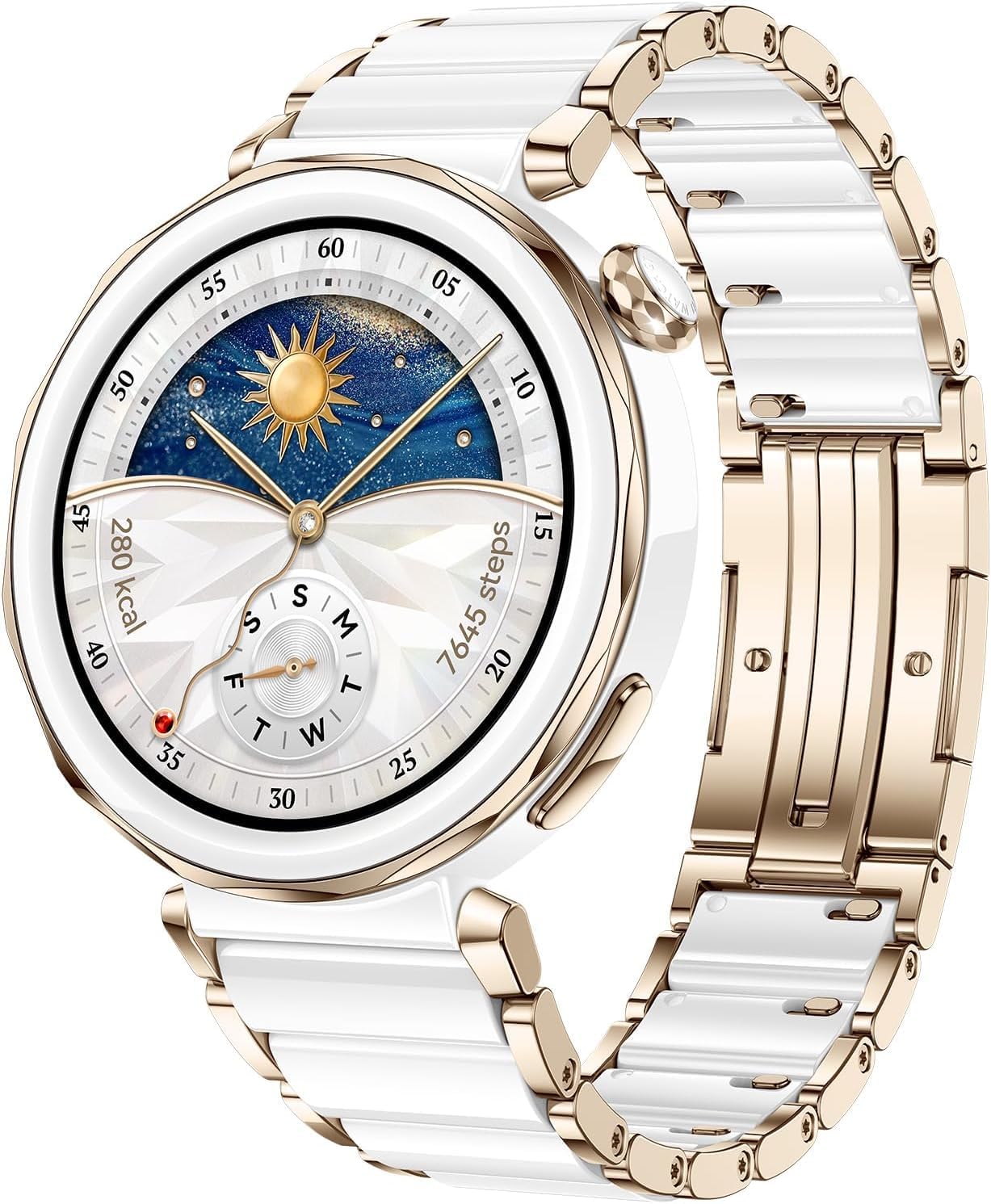 55020DHS ساعة هواوي جي تي فايف برو 42 مم لون أبيض سيراميك