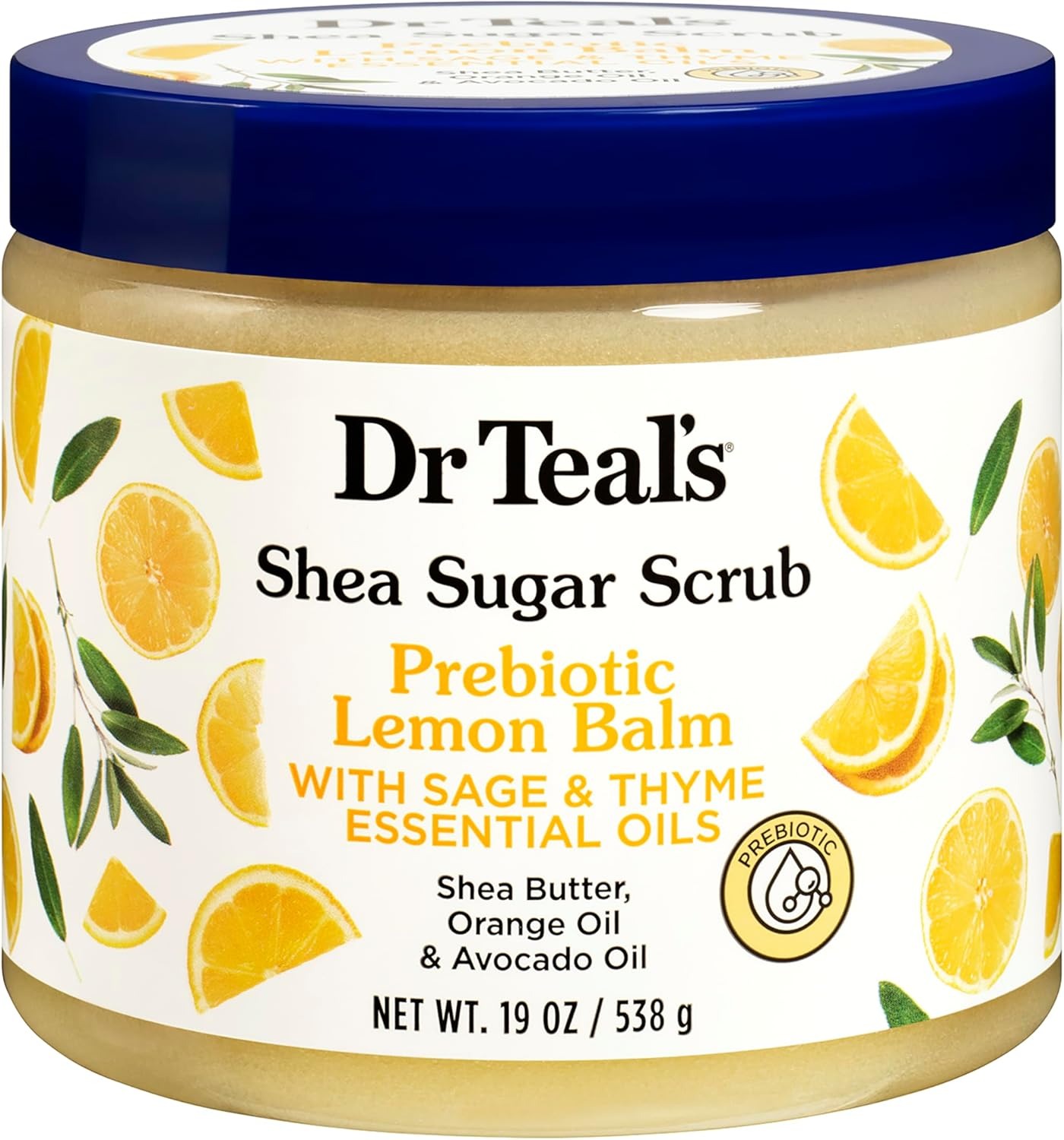 Dr Teal'S Shea Sugar Scrub Prebiotic Lemon Balm 538Gm -