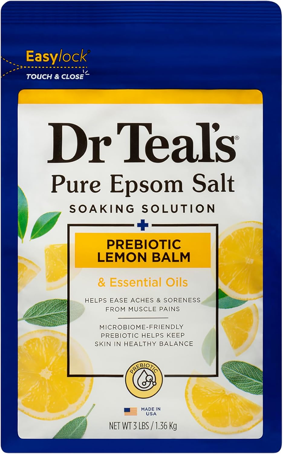 Dr Teal Epsom Salt Soaking Prebiotic Lemon Balm 1.36Kg