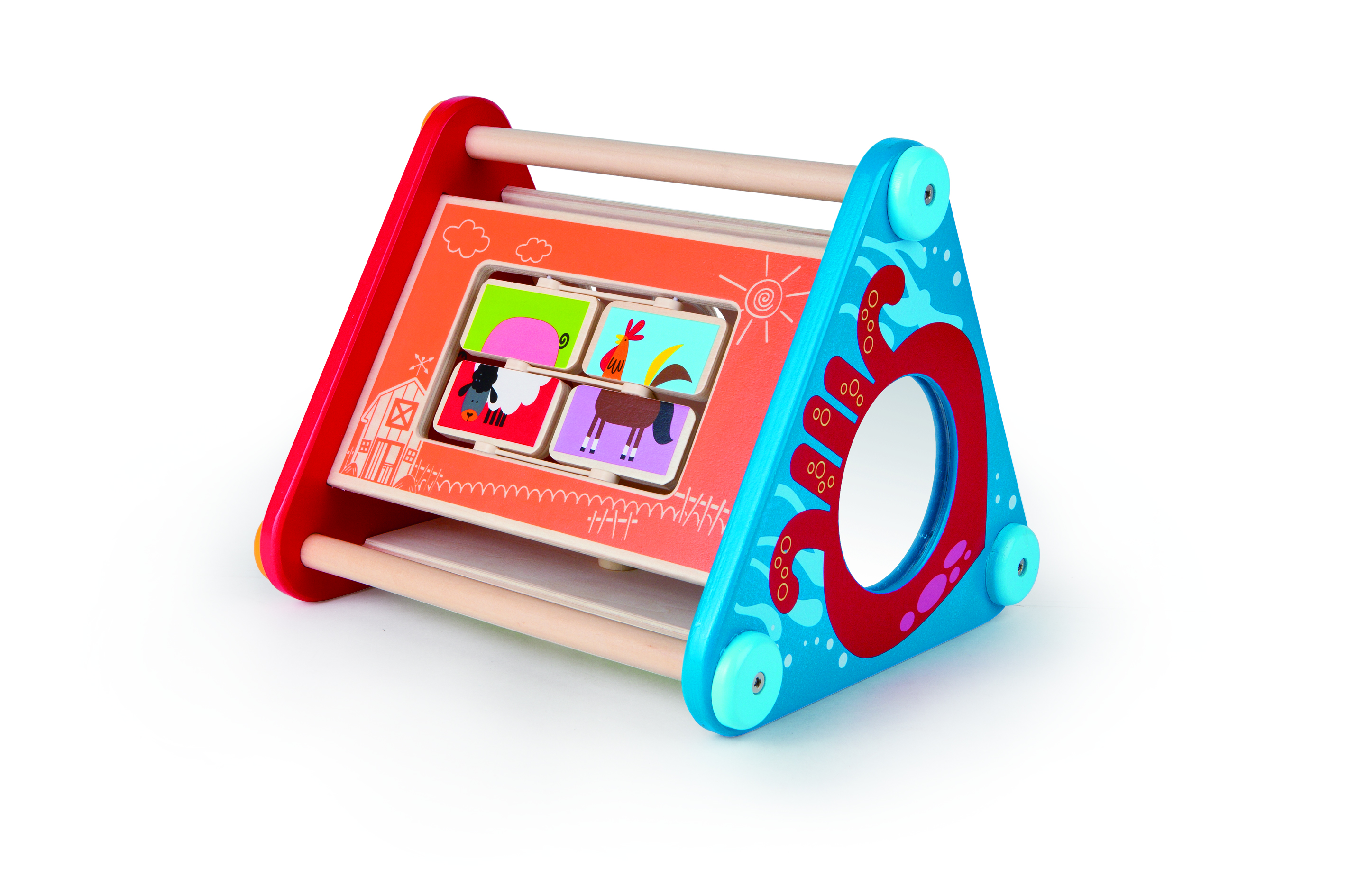 Hape صندوق أنشطة حسي خشبي محمول بخمسة جوانب للرضع من عمر 10 أشهر فما فوق