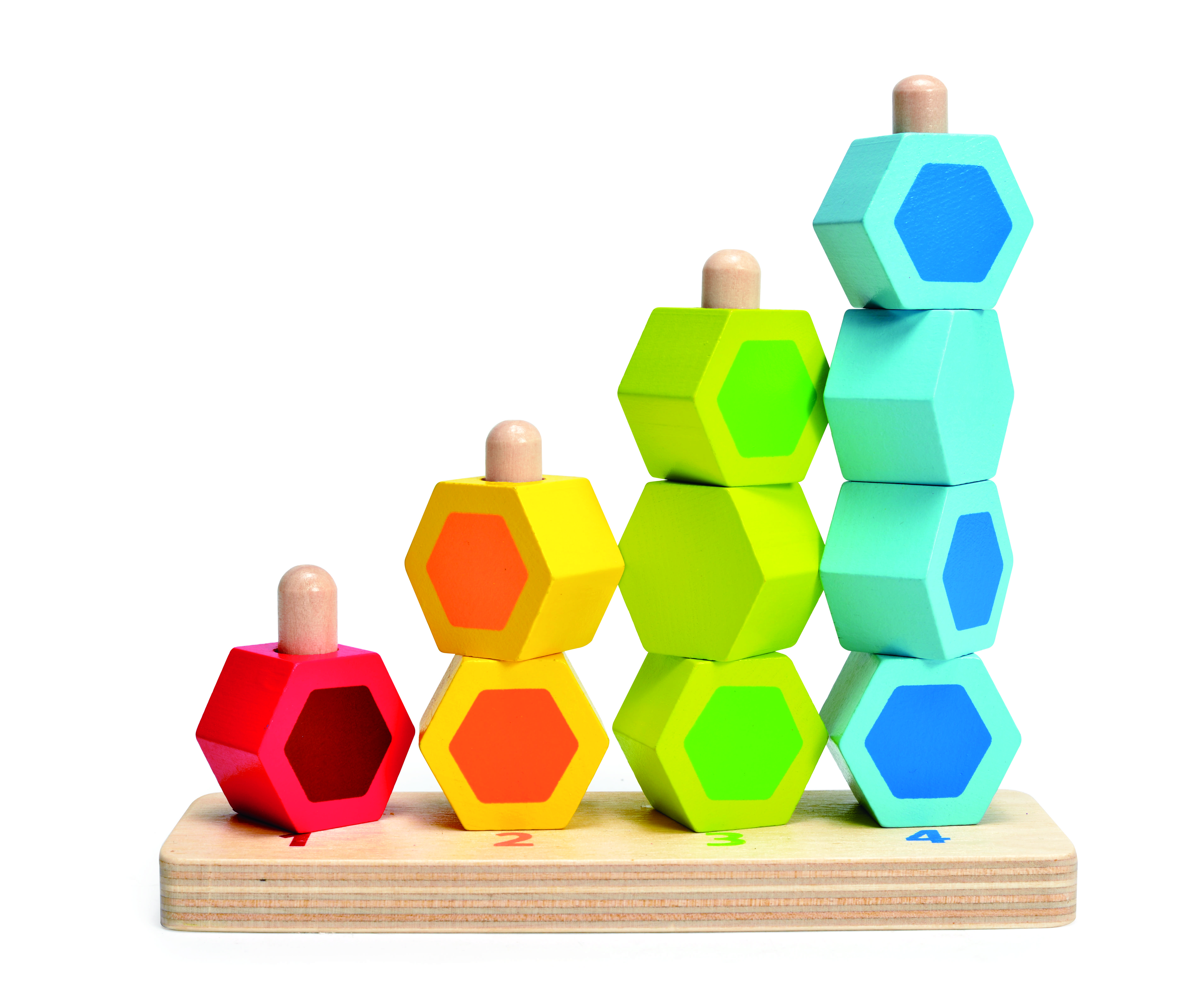 Hexacus Hape Counting Stacker - Hexagon Shape Wooden Educational Toy for ...