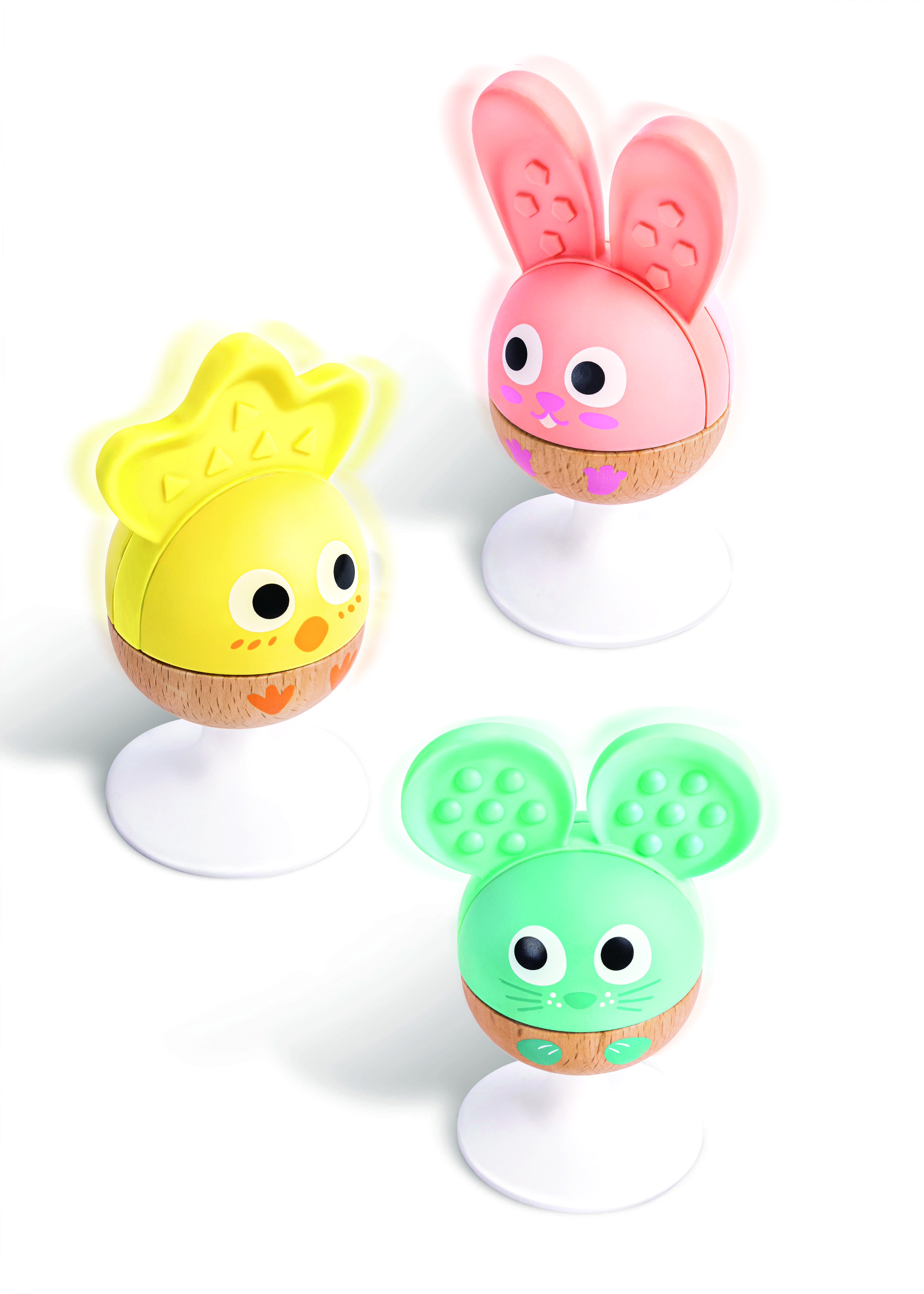 Hape Cheery Critter Teether Rattle Trio with Silicone Teething Ears and Suction Cup 3pcs - 0M+