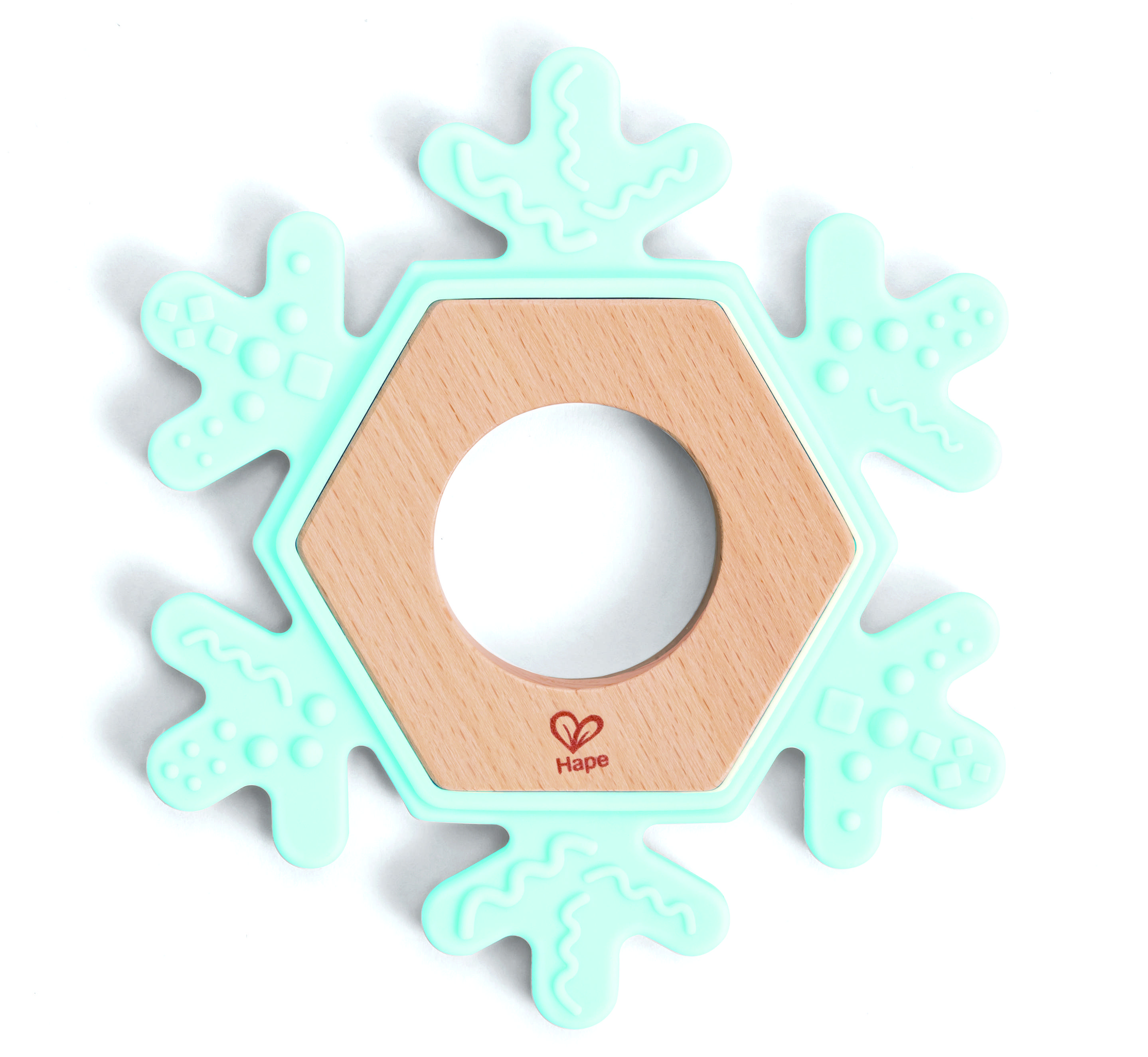 Hape Snowy Teether in Snowflake Shape with Textured Surface for Gum Massage - 0M+