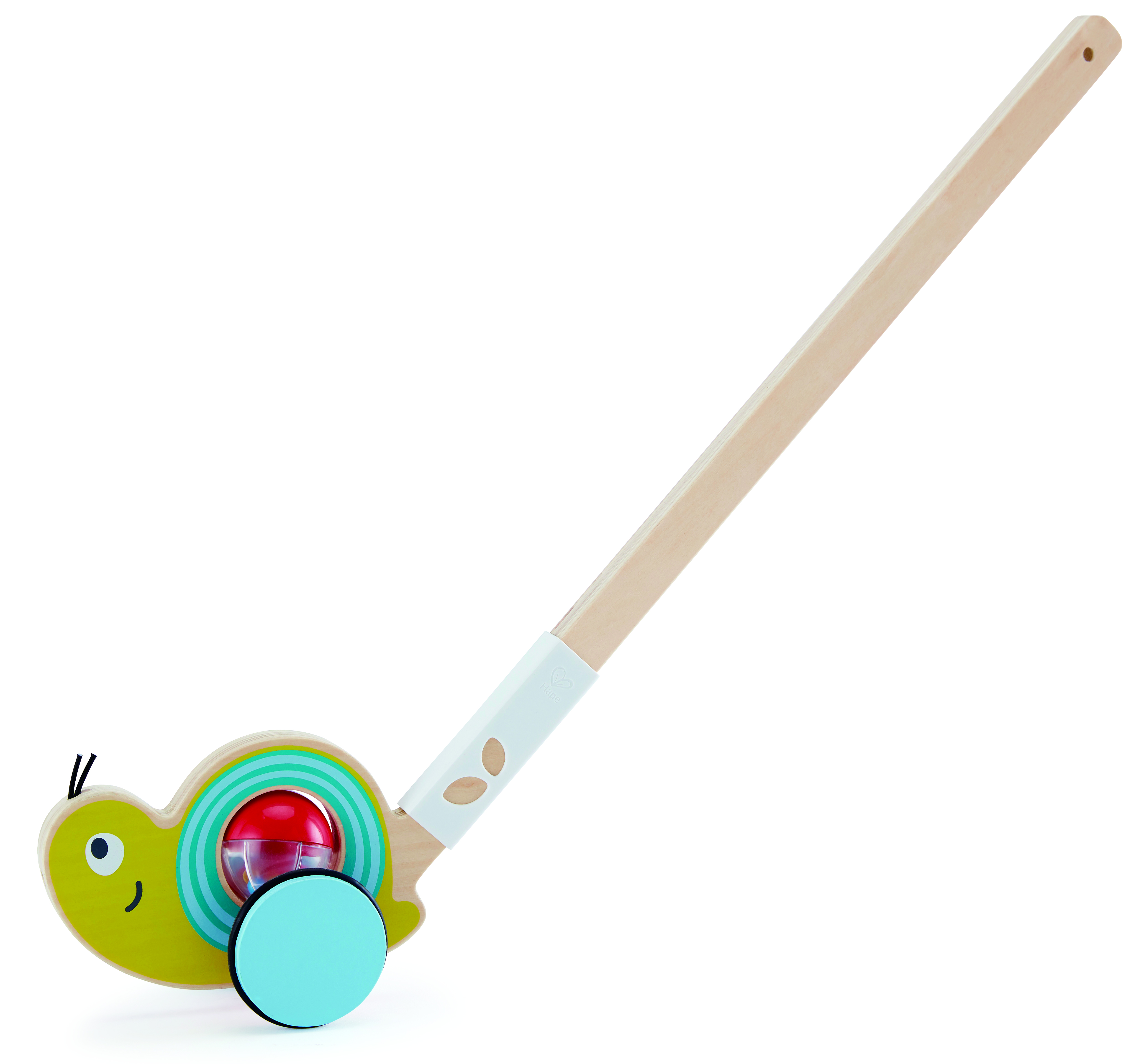 Hape Snail Push Pal Wooden Push Toy with Rolling Bead Shell for Toddler Walking - 12M+