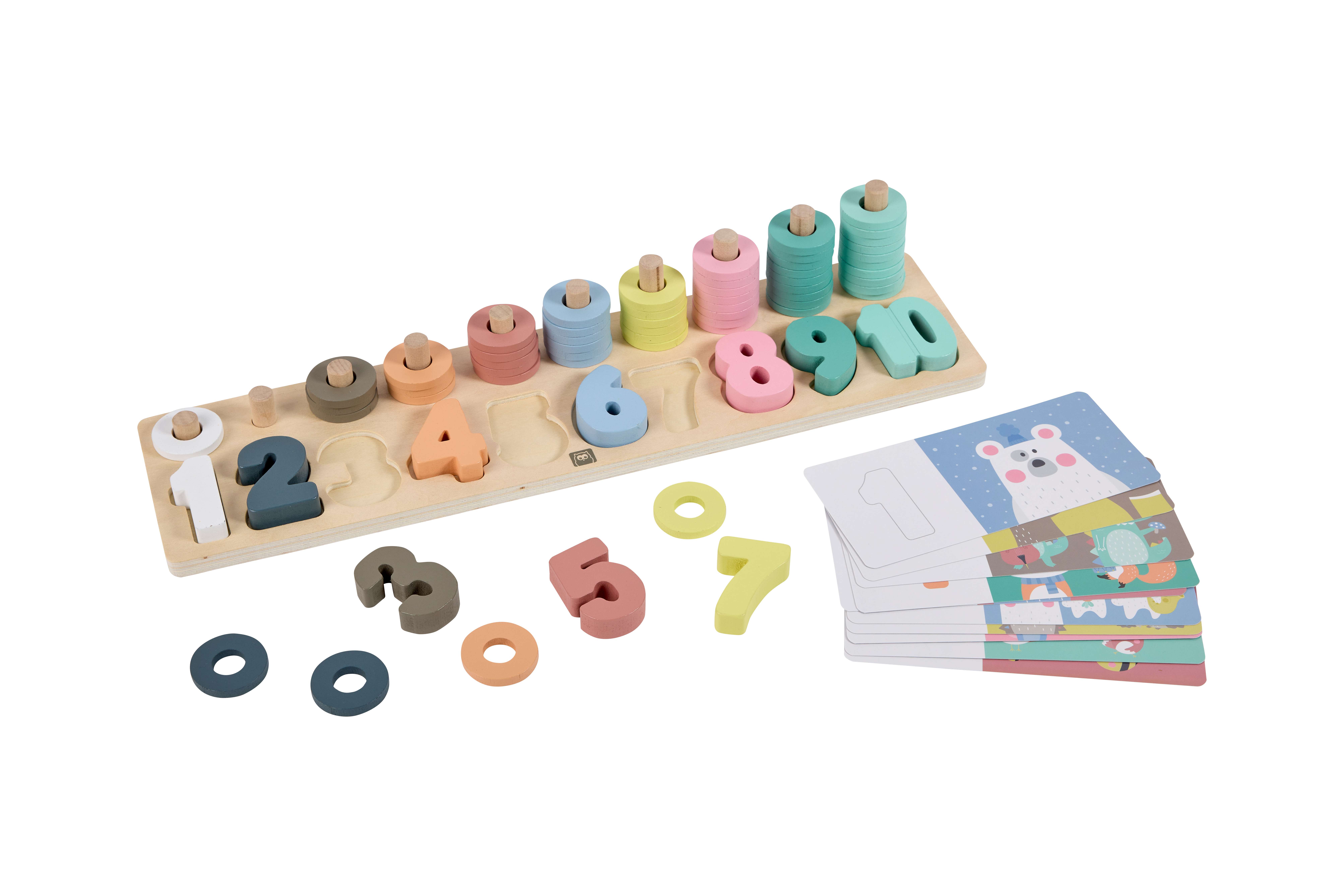 Eurekakids لغز الأرقام الخشبي مع بطاقات أنشطة للأطفال من عمر 24 شهرًا فما فوق
