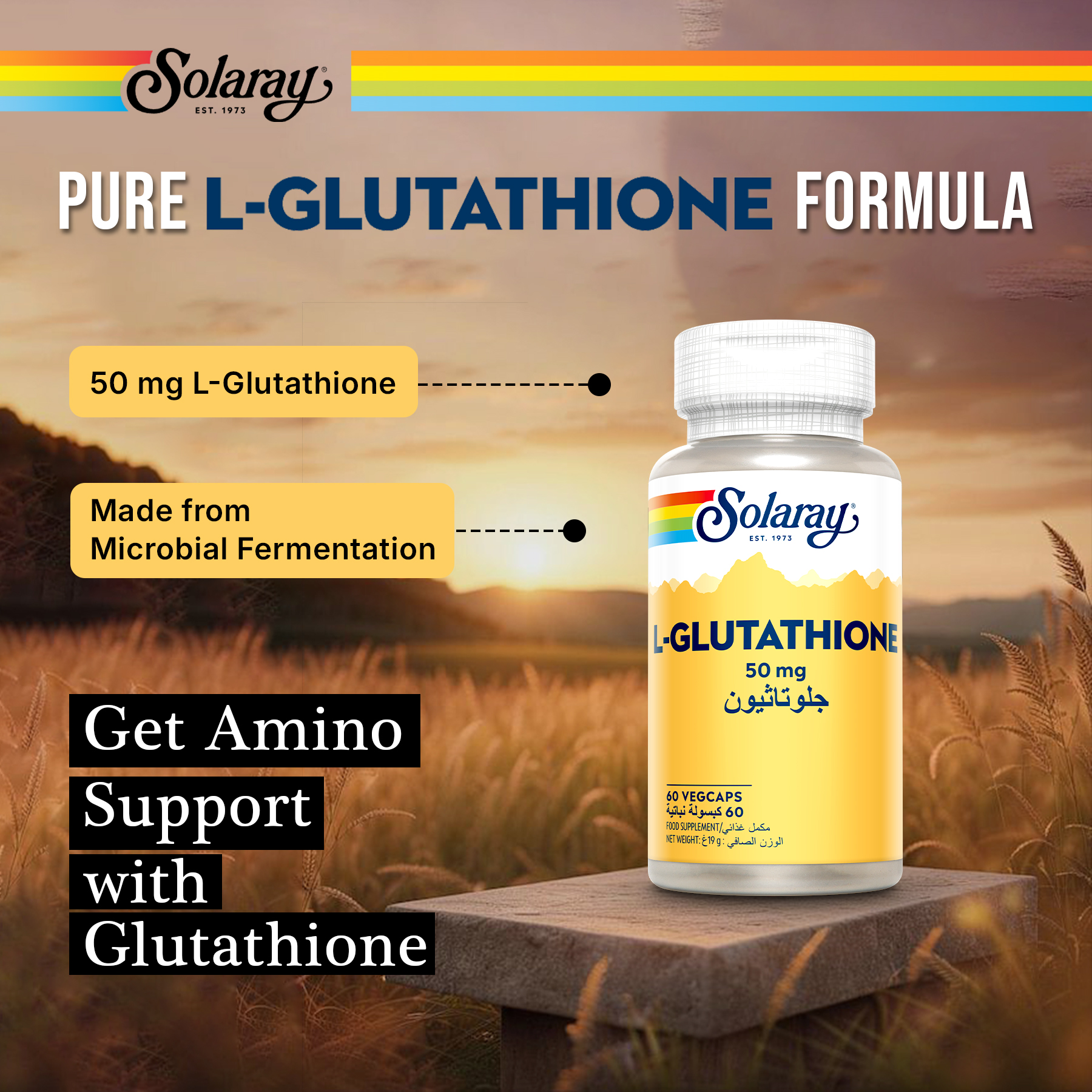 glutathione supplements solary Solaray, L-Glutathione 50 Mg Cheers US 100g Glutathione panthenol Size:60 Counts