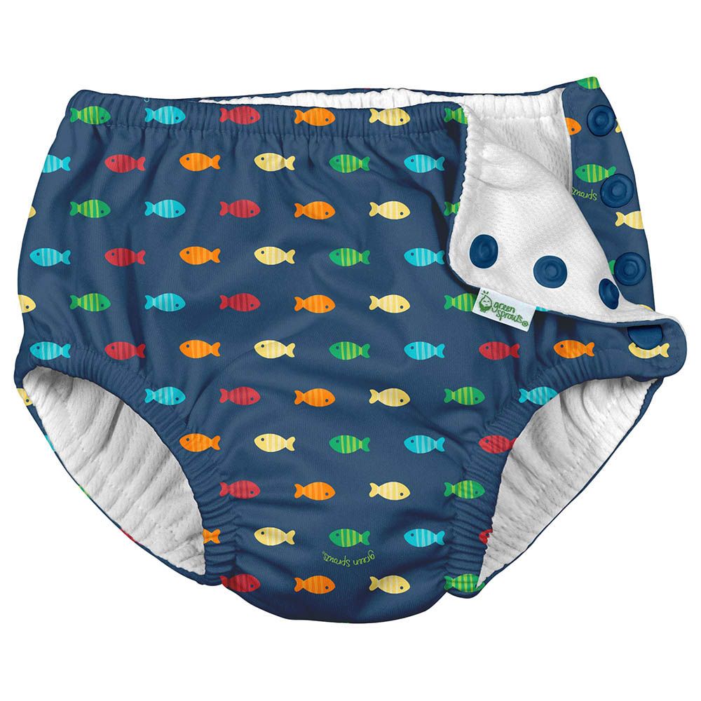 Green Sprouts - Reusable Swim Diaper Navy Fish Geo