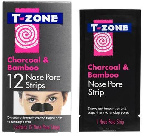 T Zone Charcoal & Bamboo Nose Pore Strips - 12 Pcs