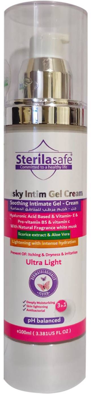 ستيريلاسيف مسكي جل إنتيم - كريم بفيتامين ب 5 وفيتامين ج ومستخلص عرق السوس والصبار، 3 في 1 - 100 مل