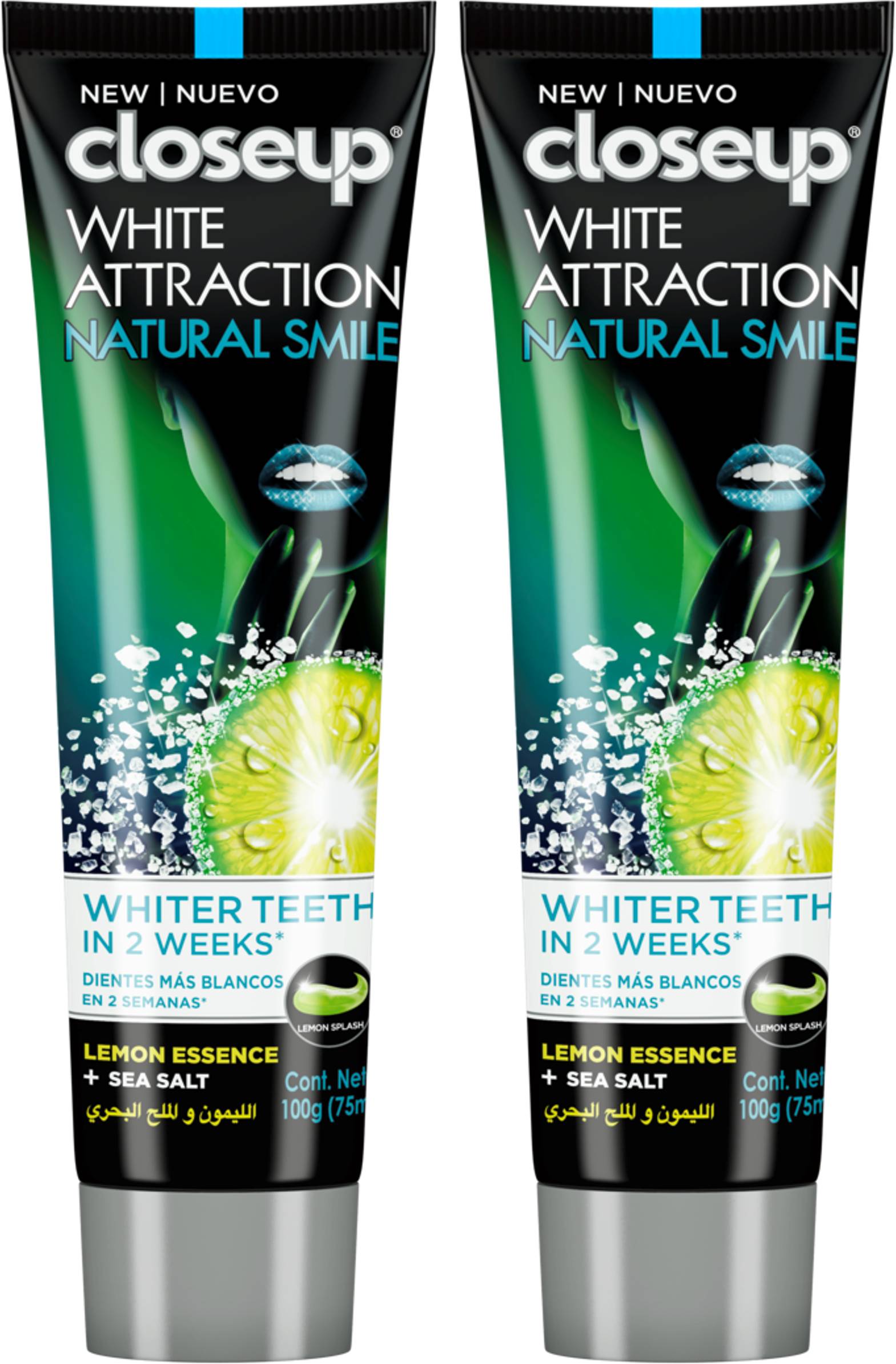 Closeup White Attraction, Lemon + Sea Salt, 75 ml x 2