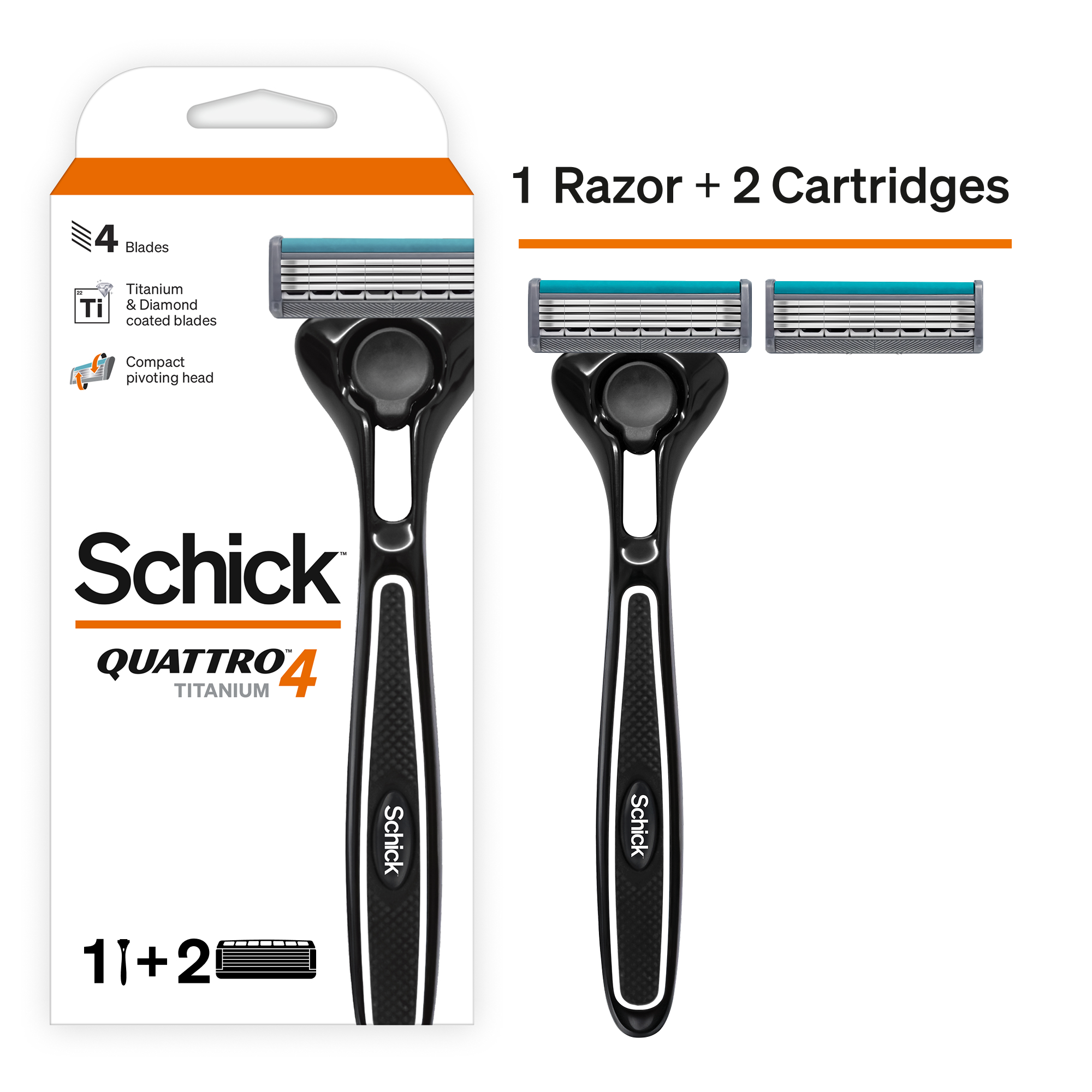 شيك كواترو 4 تيتانيوم ماكينة حلاقة + 2 عبوة إعادة تعبئة