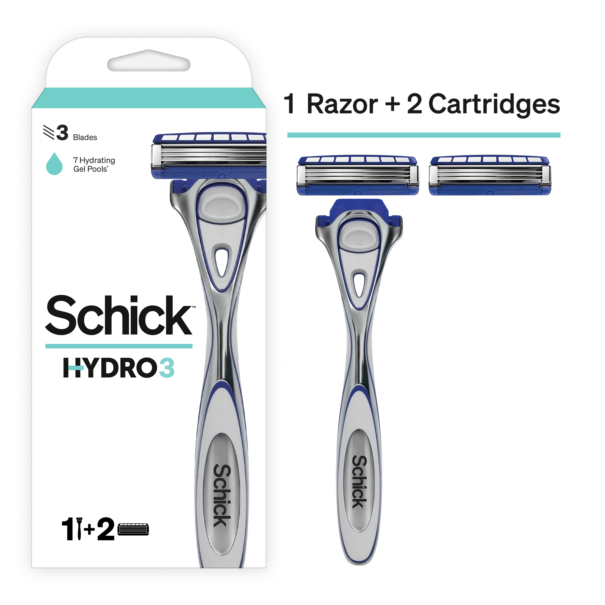 شيك هيدرو 3 ماكينة حلاقة + 2 عبوة إعادة تعبئة