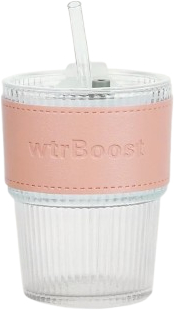 Wtrboost Straw Glass Cup Transparent - 330 ml
