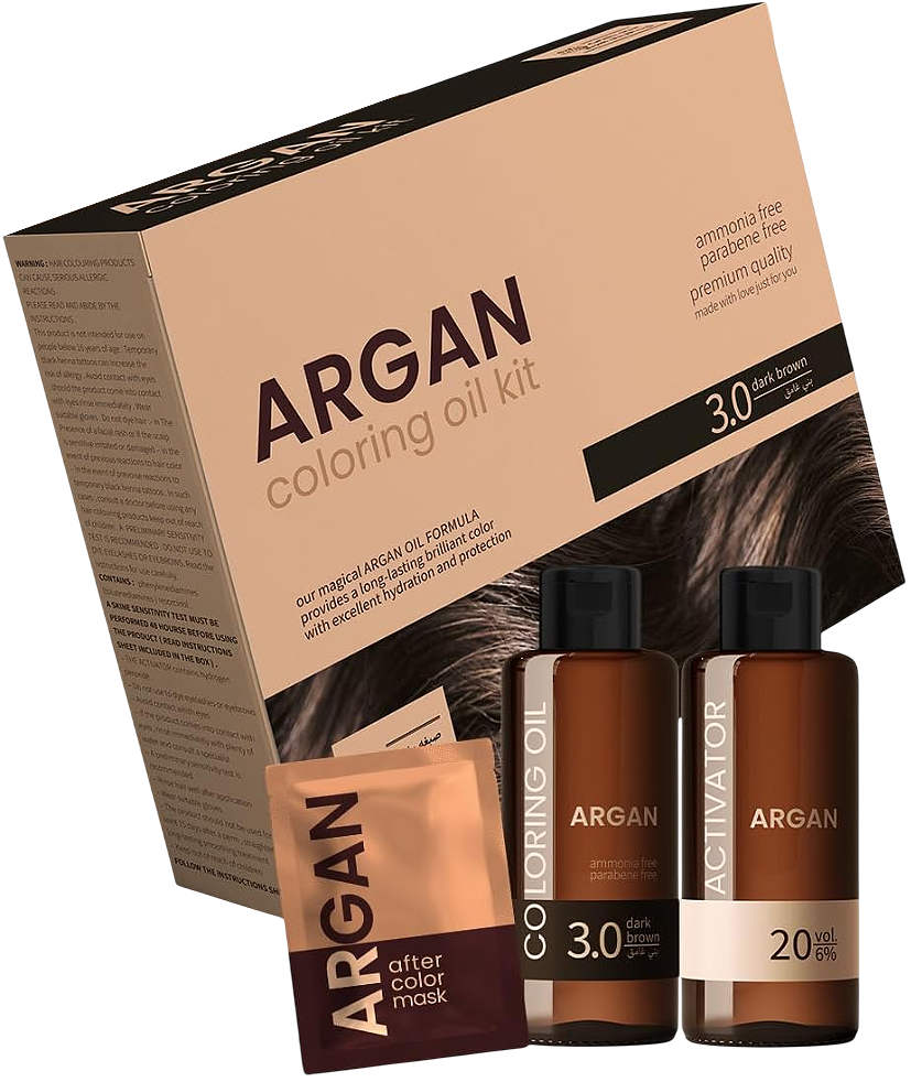 Argan Hair Coloring Oil Kit Dark Brown 3.0 - 75 ml