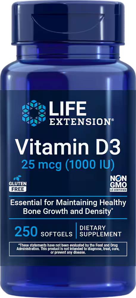 Life Extension Vitamin D3 25 Mcg (1000 Iu) - 250 Softgels