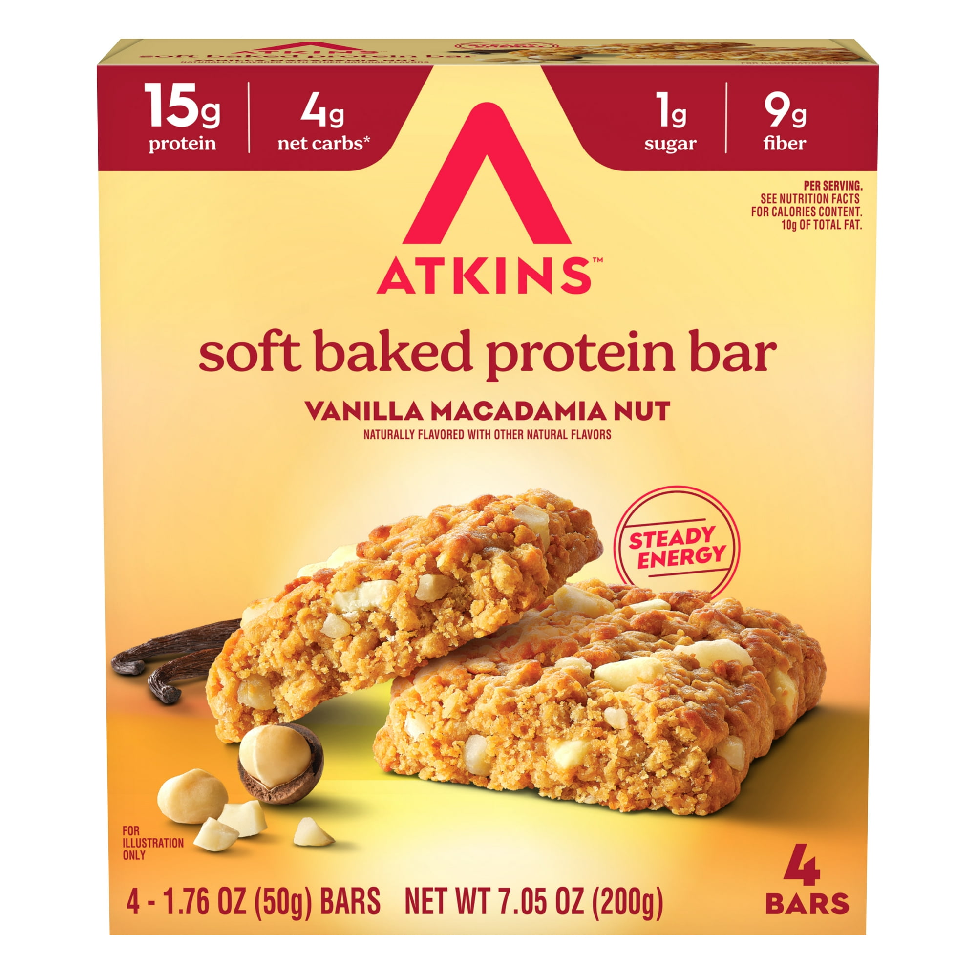 Atkins High Protein Soft Baked Bars4pk Vanilla Macadamia Nut