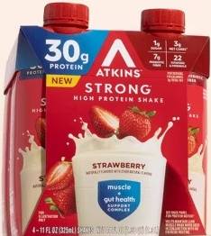 Atkins RTD STRONG 30g Shake 4pk Strawberry