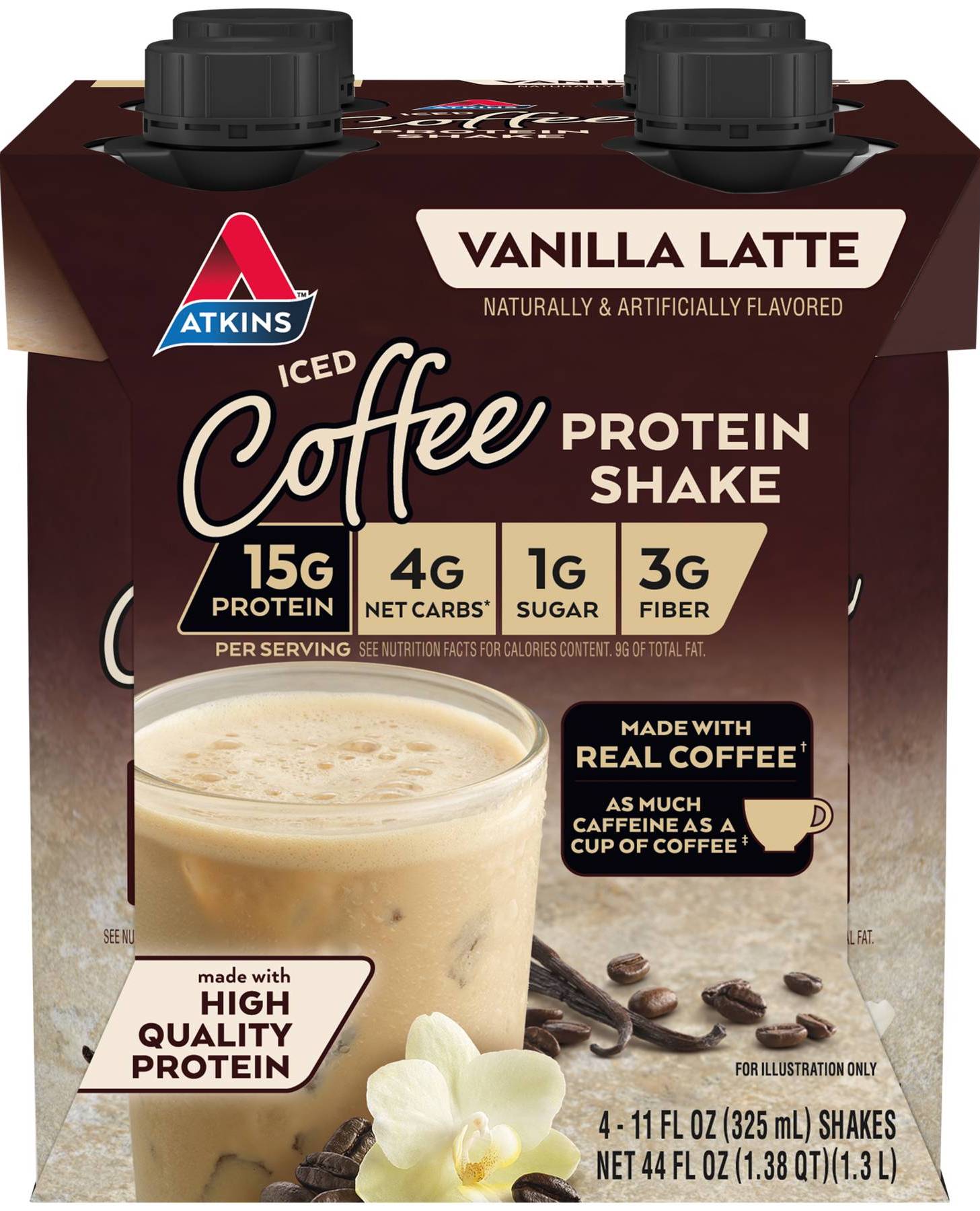 Atkins RTD Iced Coffee Shake 4pk Vanilla Latte