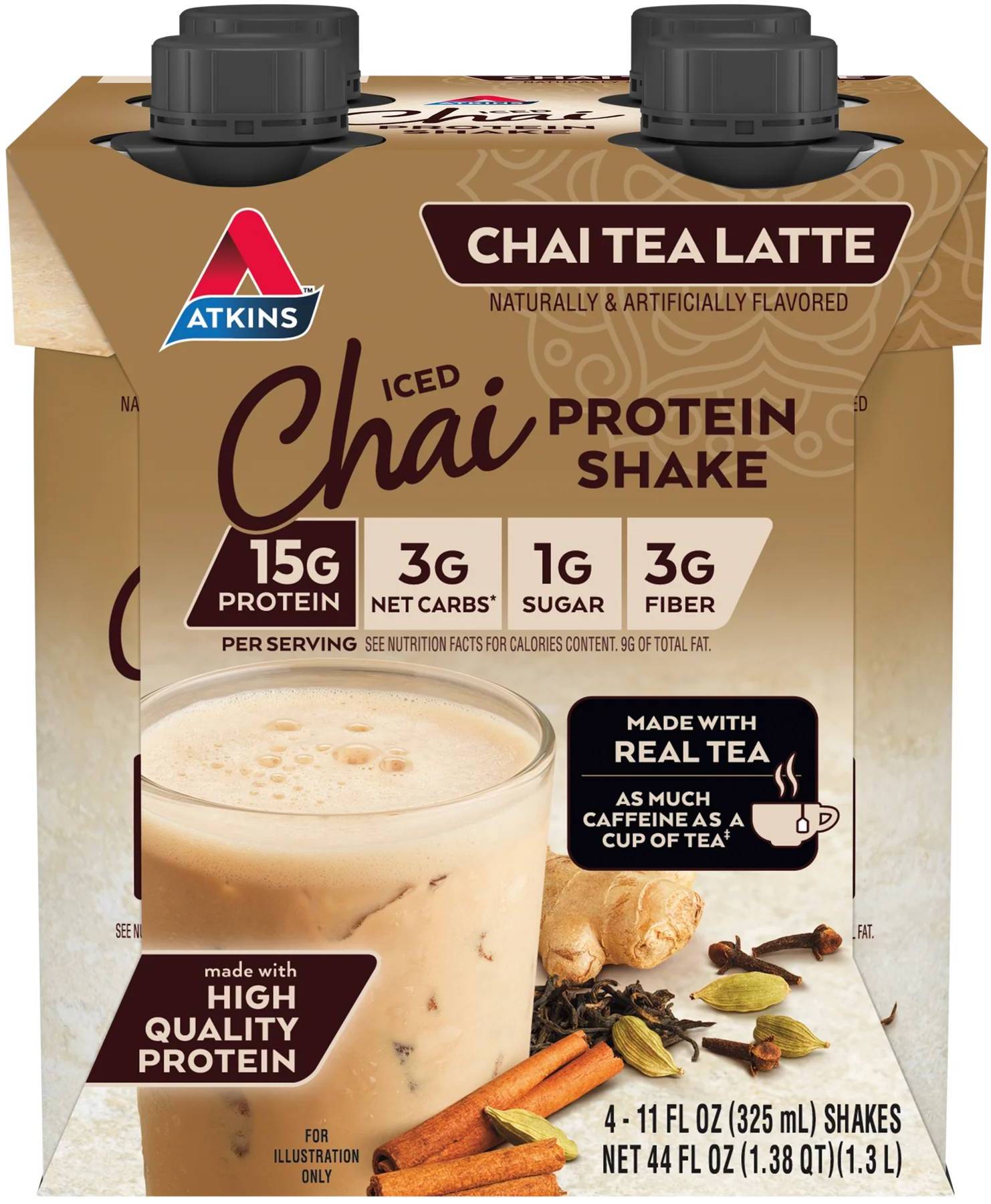 Atkins RTD Iced Coffee Shake 4pk Chai Tea Latte