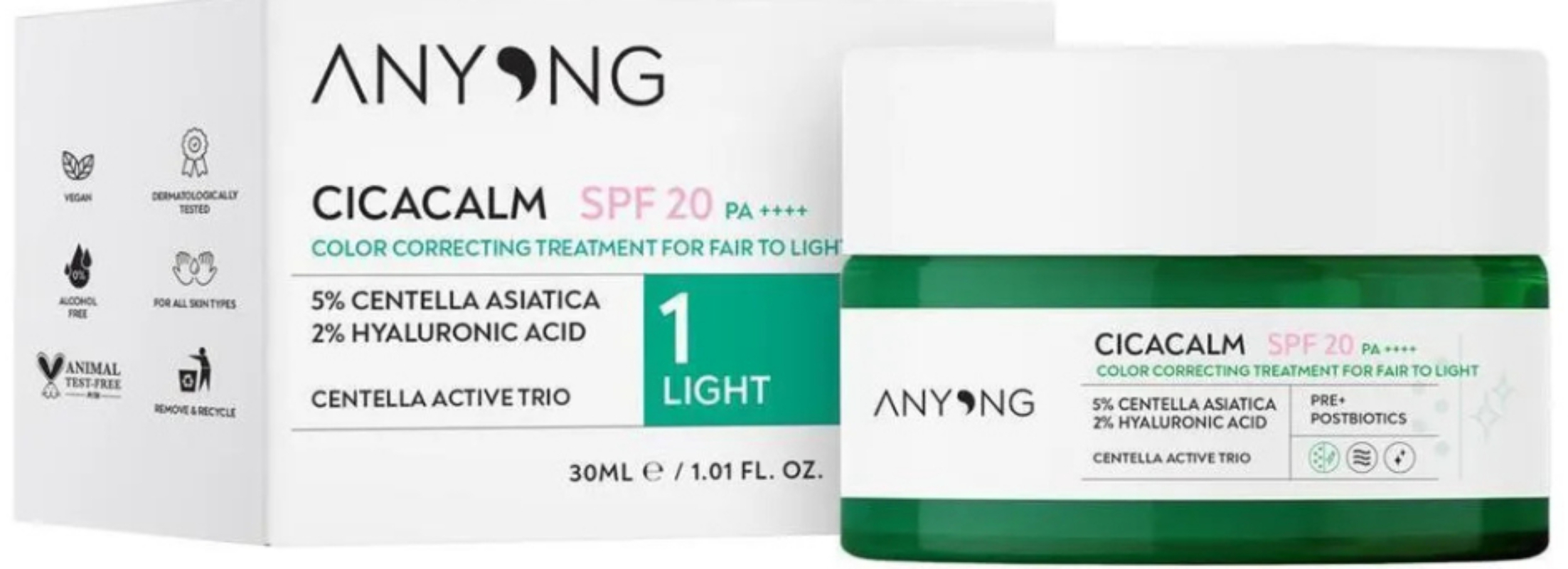 Anyong Cicacalm Color Correcting Cream Light 20 SPF - 30 ml