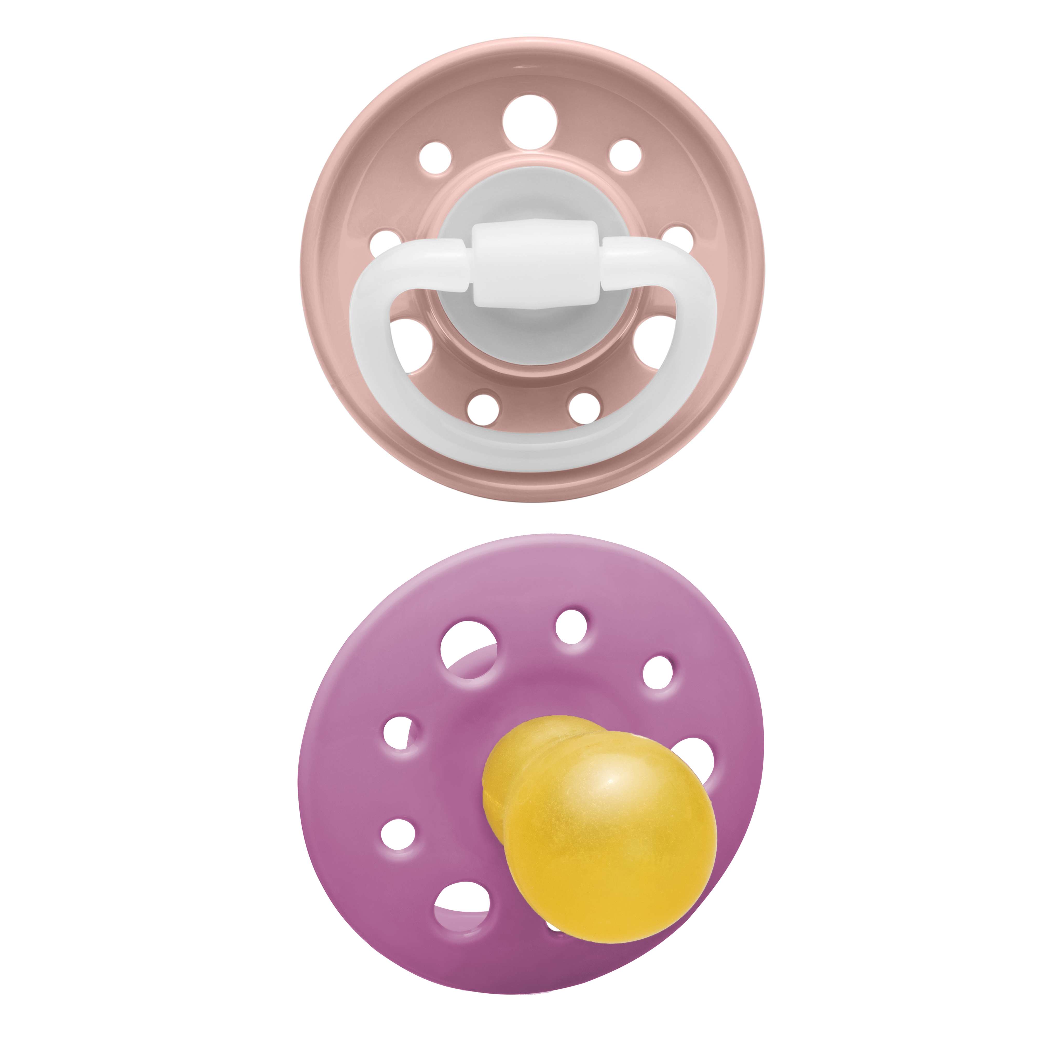 Nip Cherry Round Latex Soother - Peach & Pink 0M+