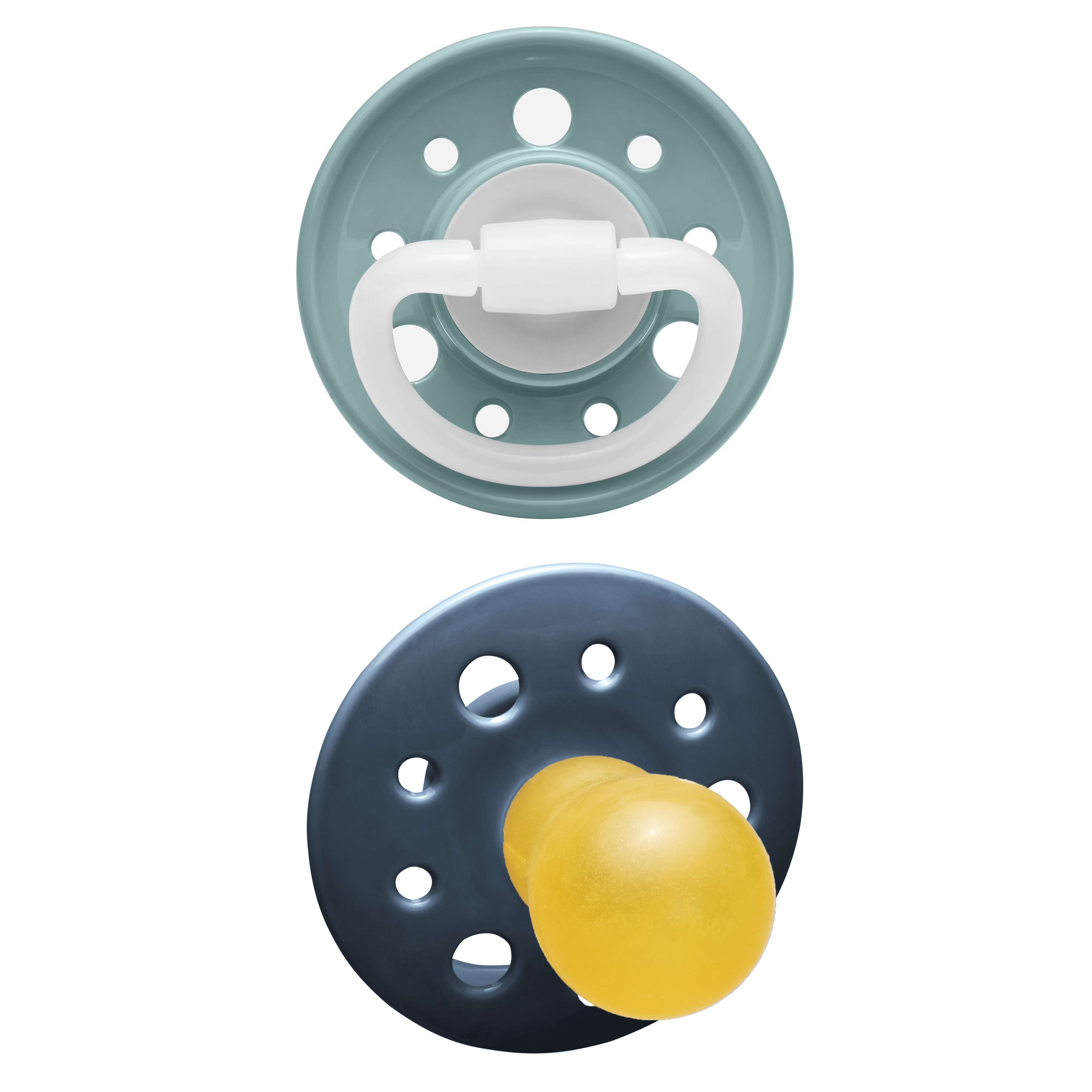 Nip Cherry Round Latex Soother - Blue Grey & Dark Blue 6M+