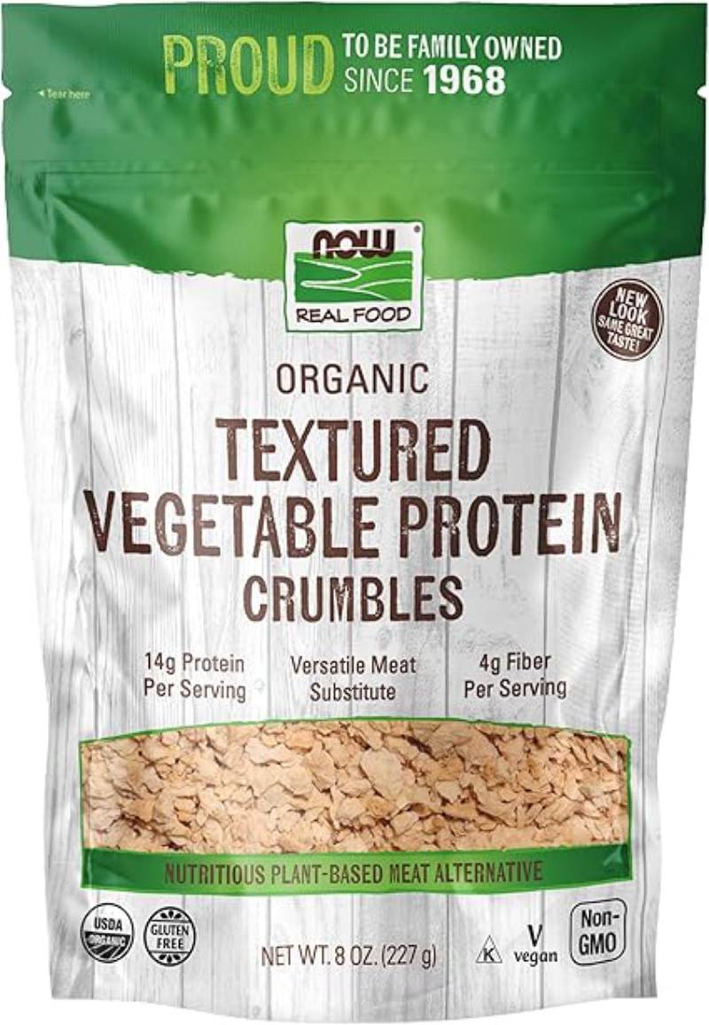 Now Foods Organic Textured Vegetable Protein Crumbles - 227 gm