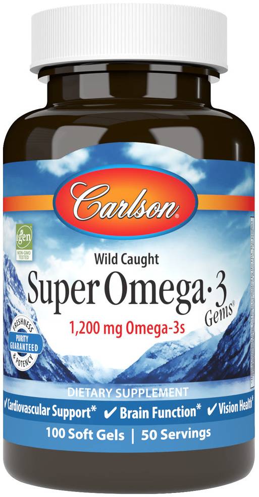 Carlson Super Omega-3 Gems 1200mg 100 Soft Gels
