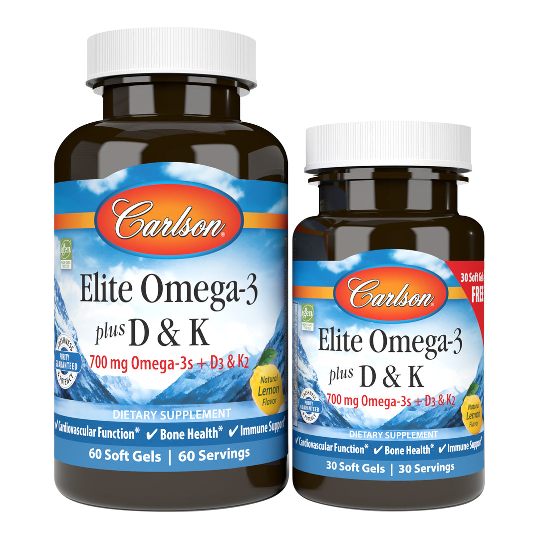Carlson Elite Omega-3+D+K 60+30 Soft Gels