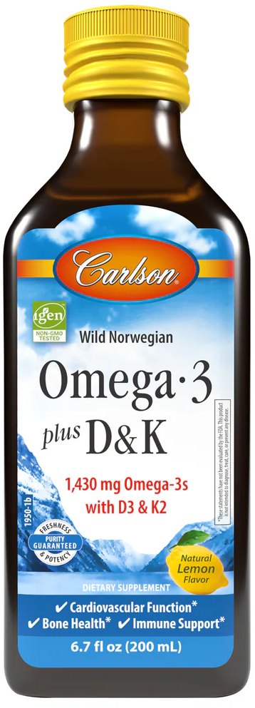 Carlson Omega-3 1430mg Plus D & K 200 ml