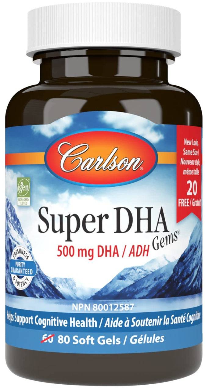 Carlson Super DHA Gems 500mg 60+20 Soft Gels