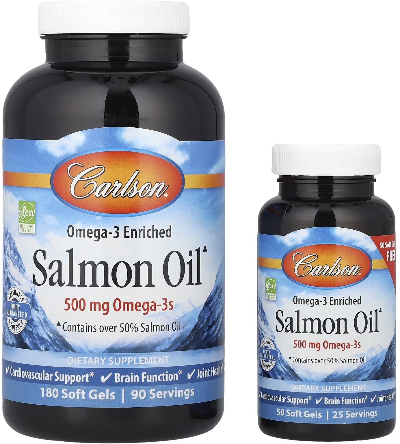 Carlson Enriched Salmon Oil 500mg 180+50 Soft Gels