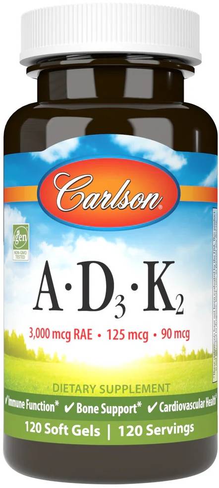Carlson Vitamins A-D3-K2 120 Soft Gels