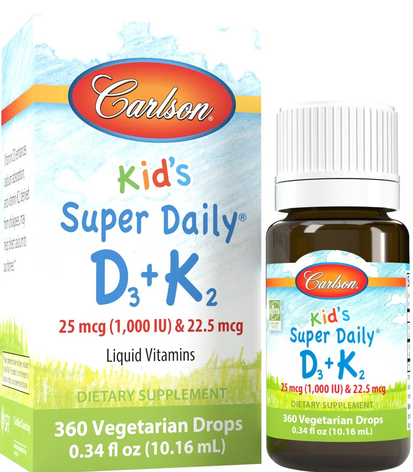 Carlson Super Daily D3 2000IU + K2 45mcg 360 Drops