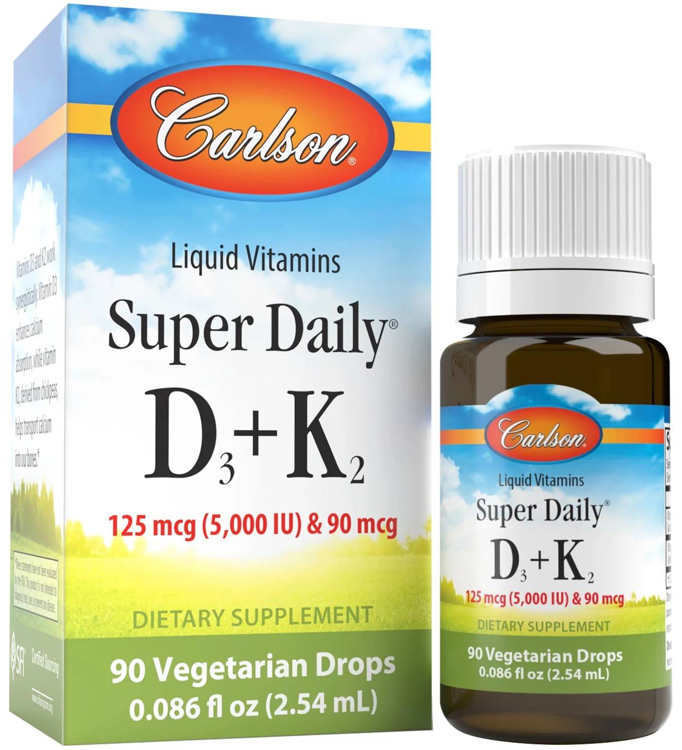 Carlson Super Daily D 5000IU + K 90mcg 90 Drops