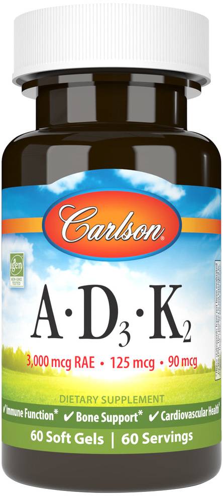 Carlson Vitamins A-D3-K2 60 SG