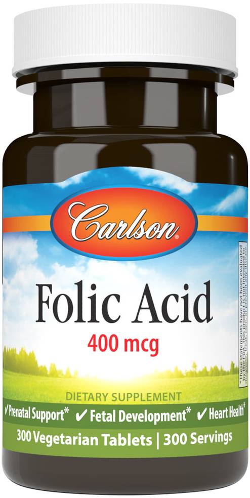 Carlson Folic Acid 400mcg 300 Tablets
