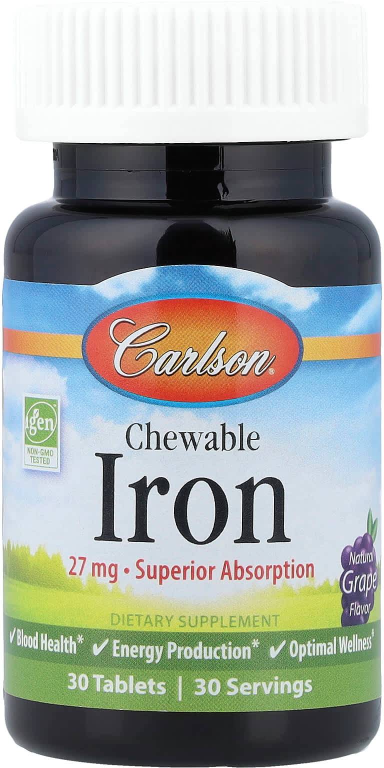Carlson Chewable Iron 27mg 30 Grape Tablets